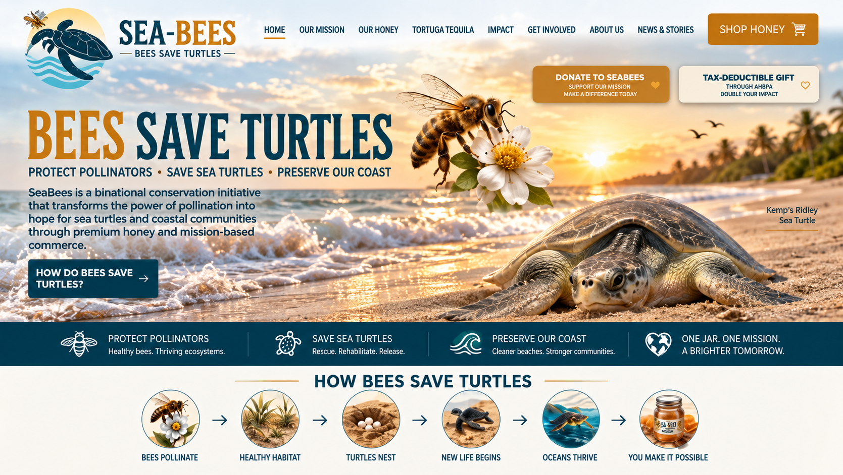 SeaBees — Bees Save Turtles. A binational conservation initiative connecting pollinators, honey, coastal habitat and sea turtle conservation.